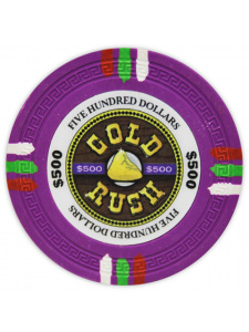 $500 Purple - Gold Rush Clay Poker Chips