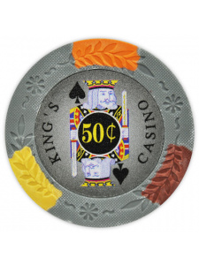 50¢ Gray - King's Casino Clay Poker Chips