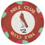 Nile Club - $2 D. Red Ceramic Poker Chips