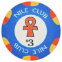Nile Club - $3 Blue Ceramic Poker Chips