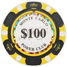 50 Black $100 Monte Carlo 14g Clay Poker Chips New 