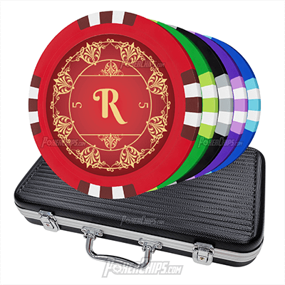 Elegant Monogram Custom Poker Chip Set